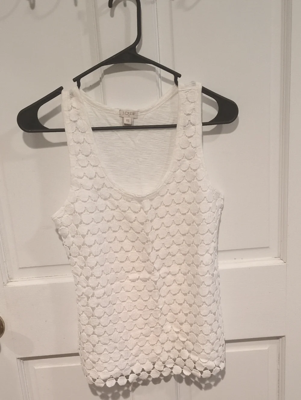 J. Crew White Crochet Overlay Tank